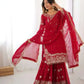 Faux Georgette Embroidered Sharara Suit with Dupatta