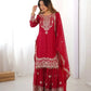 Faux Georgette Embroidered Sharara Suit with Dupatta