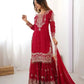 Faux Georgette Embroidered Sharara Suit with Dupatta