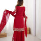 Faux Georgette Embroidered Sharara Suit with Dupatta
