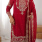 Faux Georgette Embroidered Sharara Suit with Dupatta