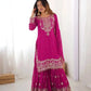 Faux Georgette Embroidered Sharara Suit with Dupatta