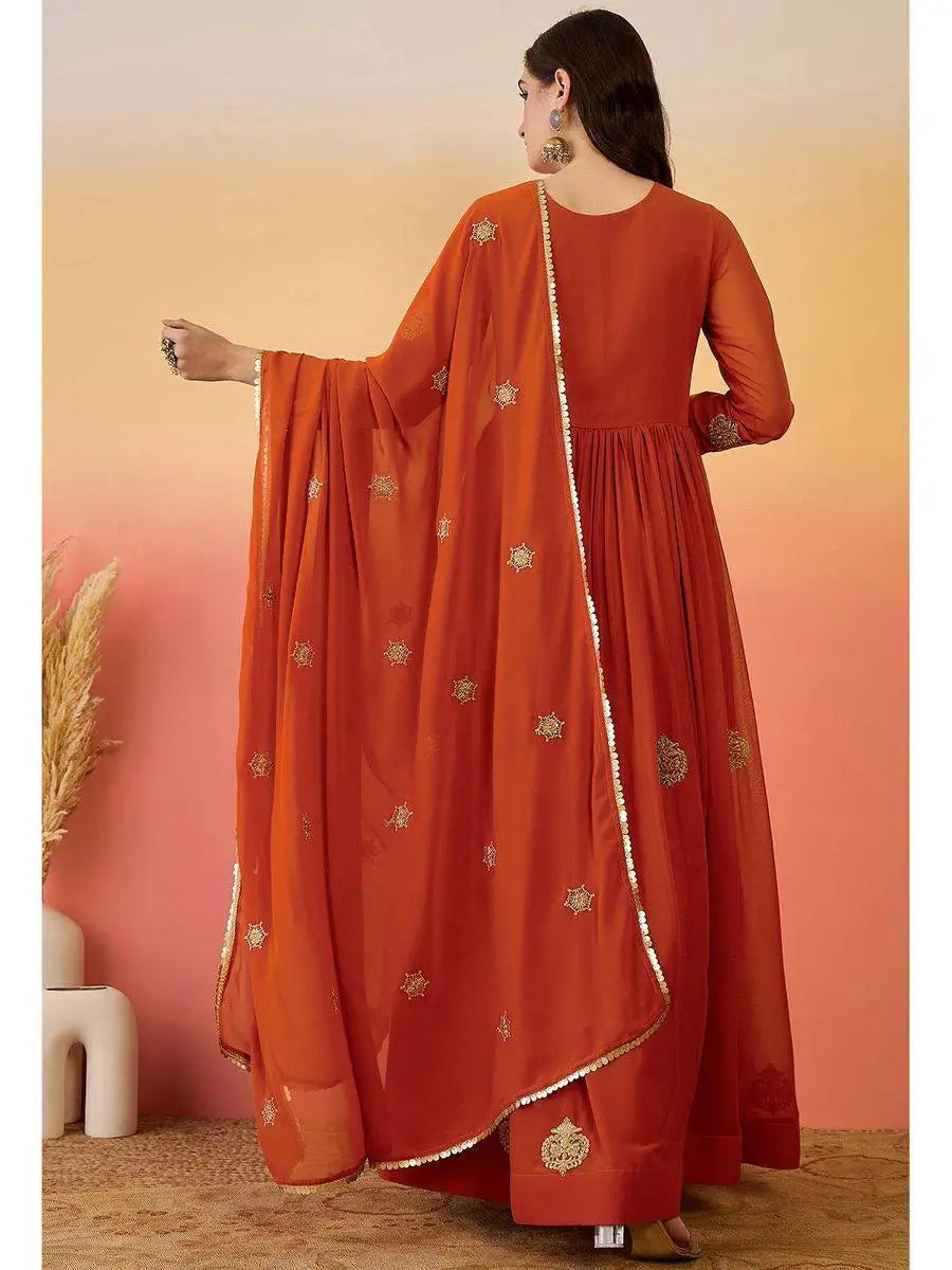 Faux Georgette Embroidered Suit Set with Dupatta – Ready to Wear