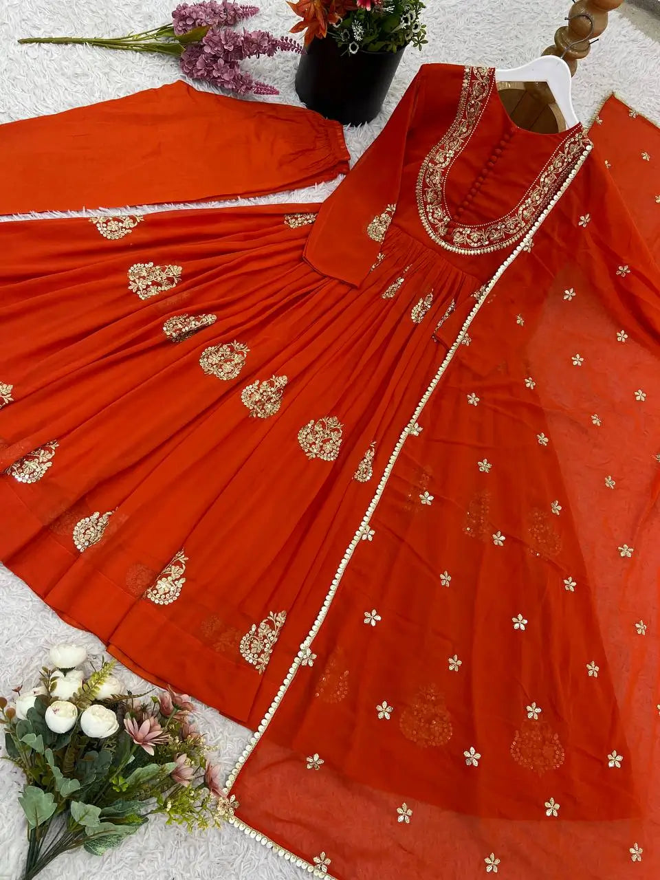 Faux Georgette Embroidered Suit Set with Dupatta – Ready to Wear