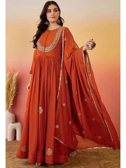 Faux Georgette Embroidered Suit Set with Dupatta – Ready to Wear