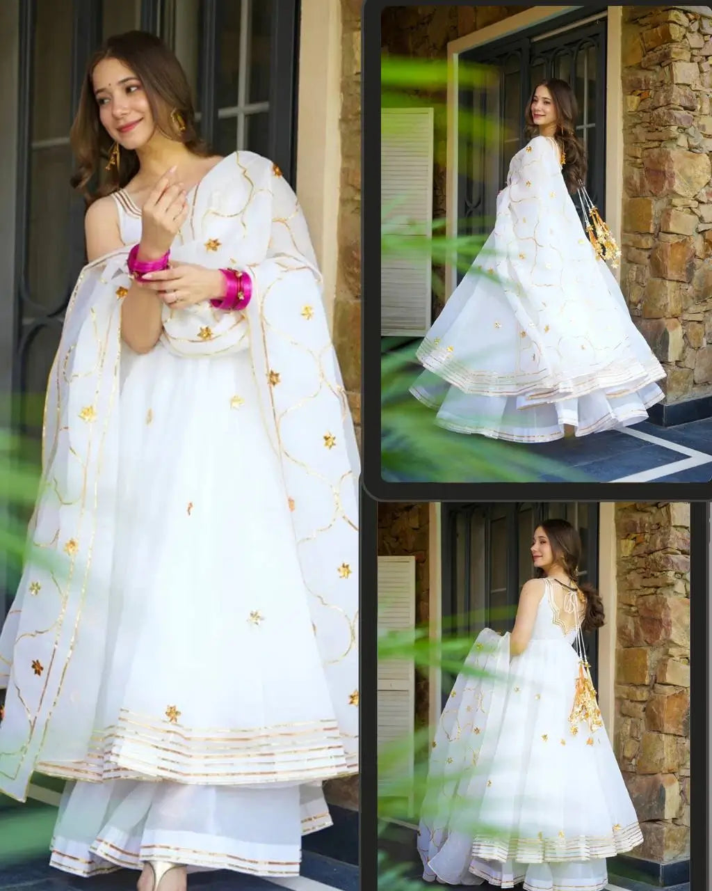 Faux Georgette Flared Anarkali Palazzo Set