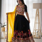 Faux Georgette Original Mirror and Chain-Stitch Embroidered Lehenga Choli Set