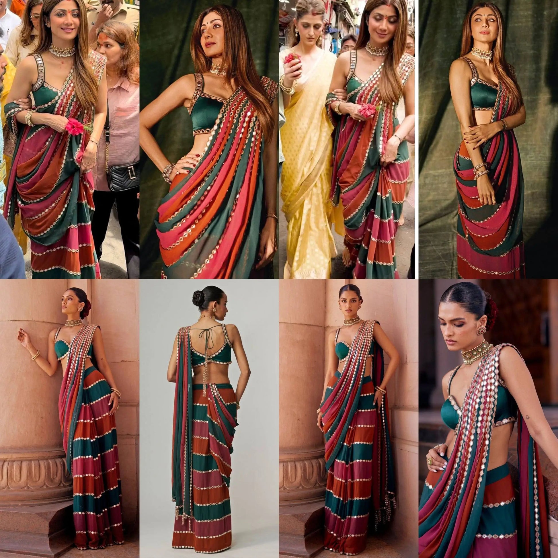 Faux Georgette Real Mirror Embroidered Saree for Festive and Wedding Wear