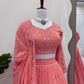 Faux Georgette Sequin Embroidered Lehenga Set with Dupatta