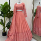 Faux Georgette Sequin Embroidered Lehenga Set with Dupatta