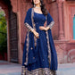 Faux Georgette Thread and Sequin Embroidered Gown Set