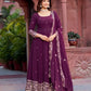 Faux Georgette Thread and Sequin Embroidered Gown Set
