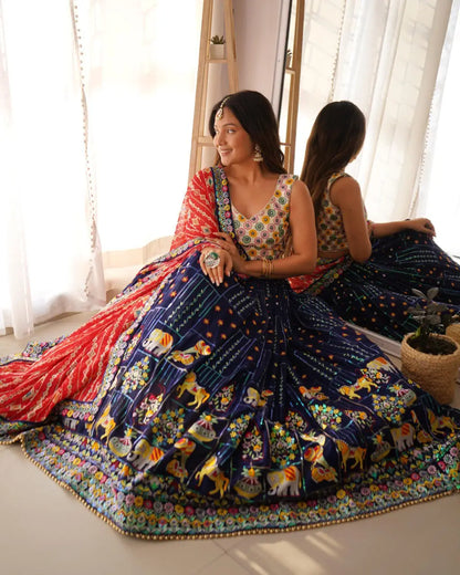 Faux Georgette Thread and Sequin Embroidered Lehenga Choli Set