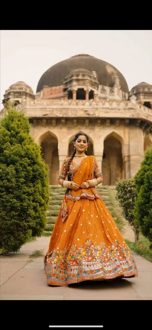Faux Georgette Thread and Sequin Embroidered Lehenga Set