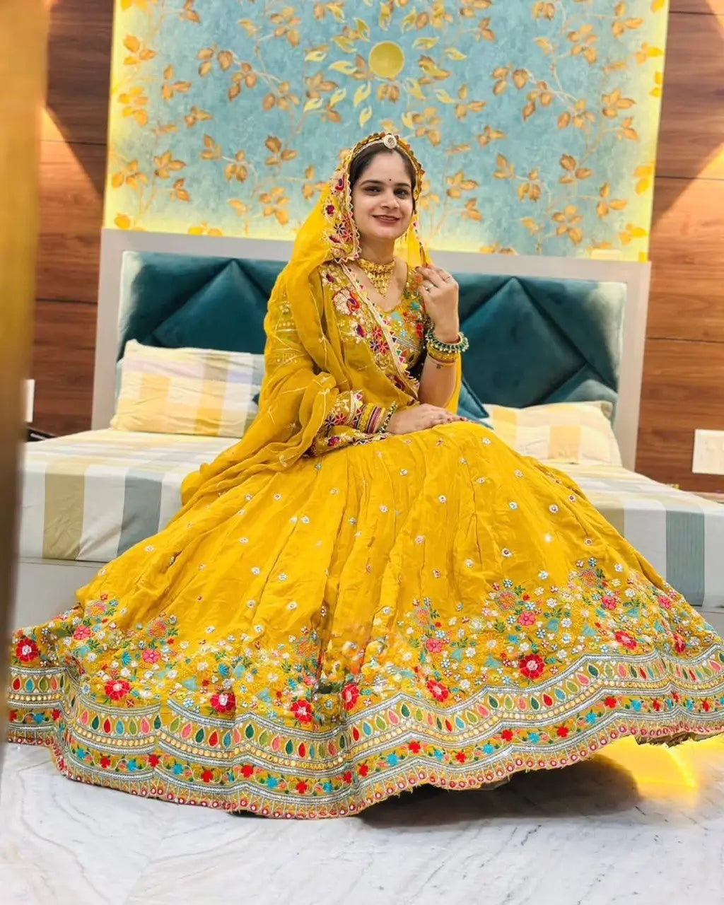 Faux Georgette Thread and Sequin Embroidered Lehenga Set