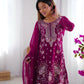 Faux Georgette Thread and Sequin Embroidered Sharara Suit