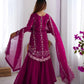 Faux Georgette Thread and Sequin Embroidered Sharara Suit