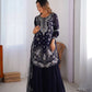 Faux Georgette Thread and Sequin Embroidered Sharara Suit