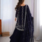 Faux Georgette Thread and Sequin Embroidered Sharara Suit