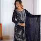 Faux Georgette Thread and Sequin Embroidered Sharara Suit