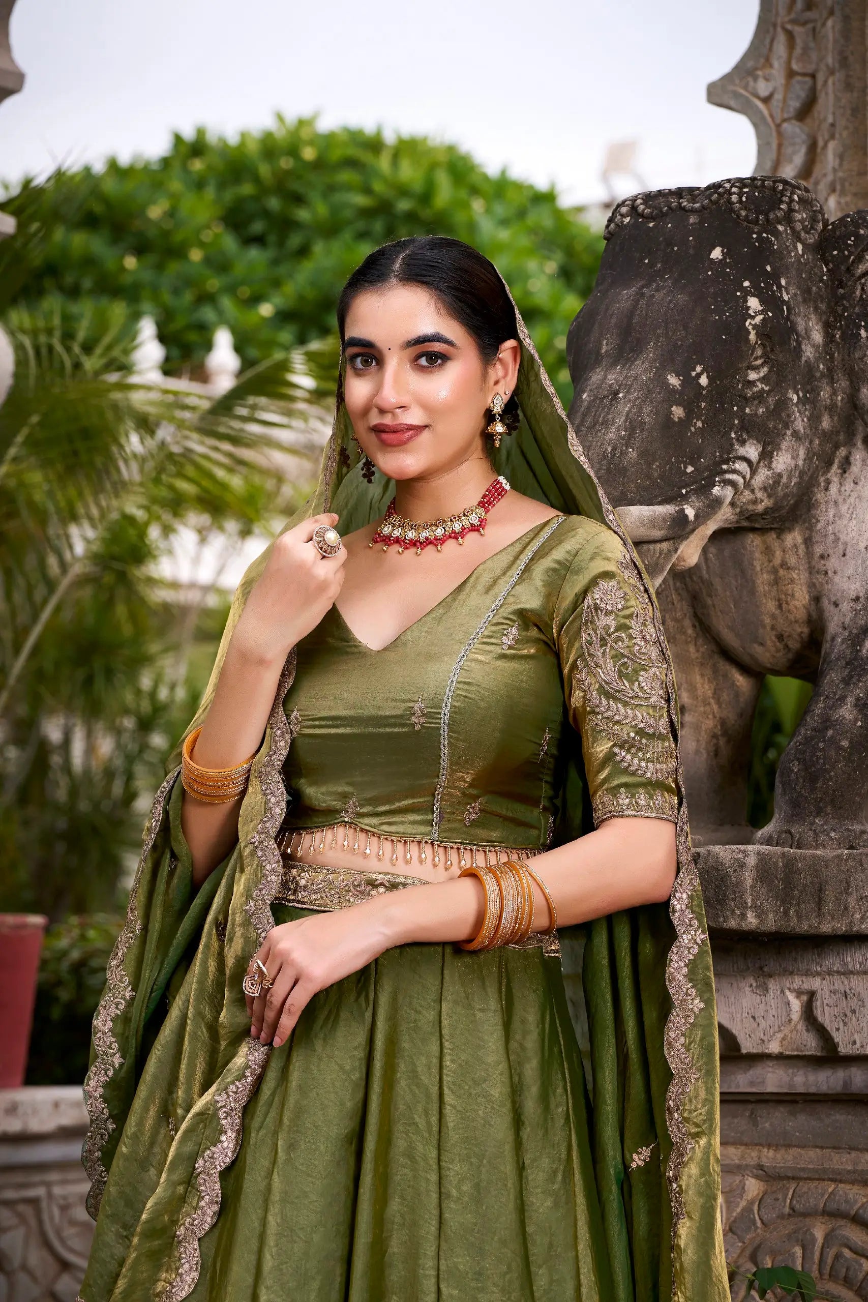 Fendi Sequins and Thread Embroidered Lehenga Set