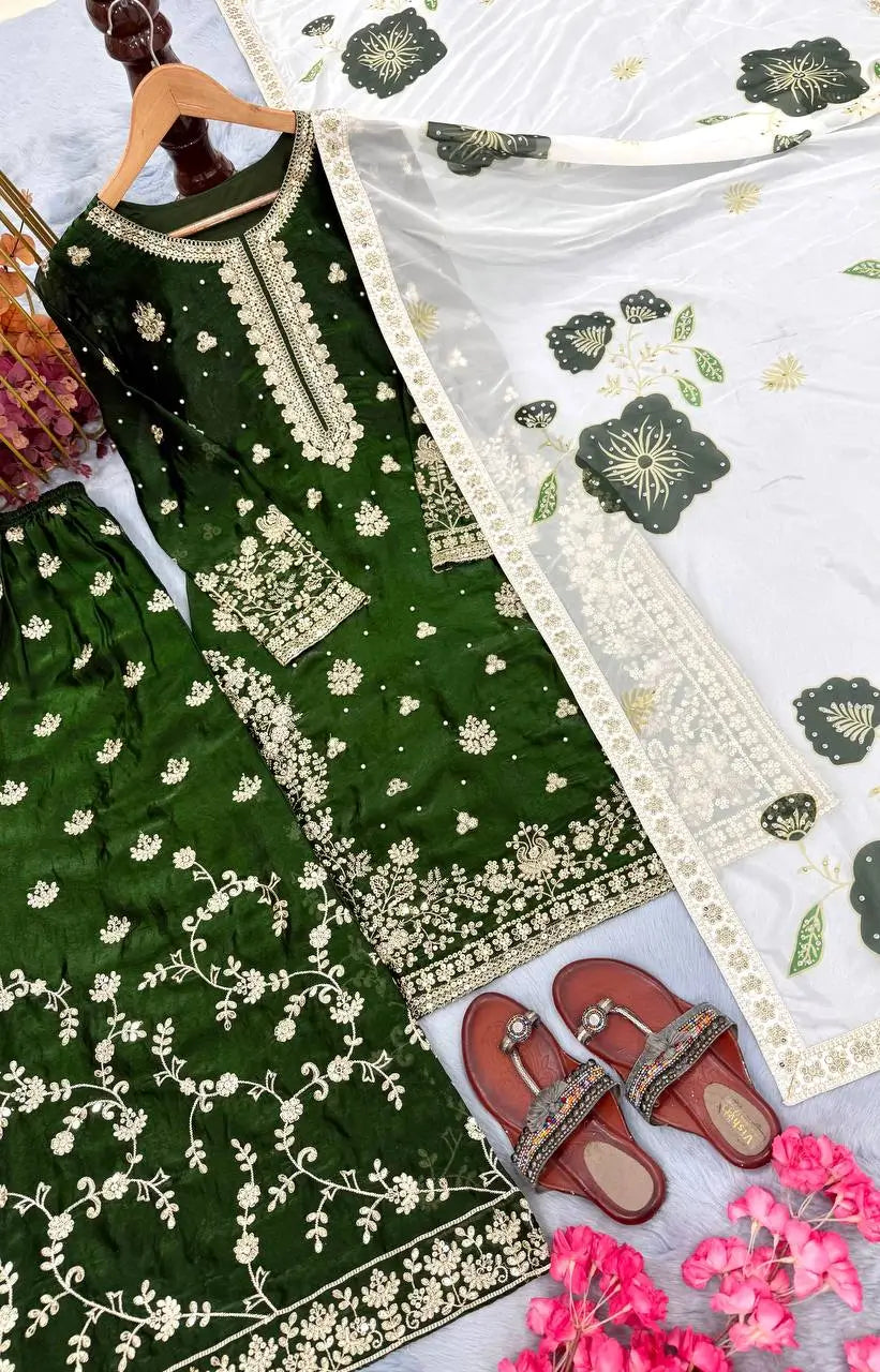 Fendi Silk Embroidered Palazzo Suit Set