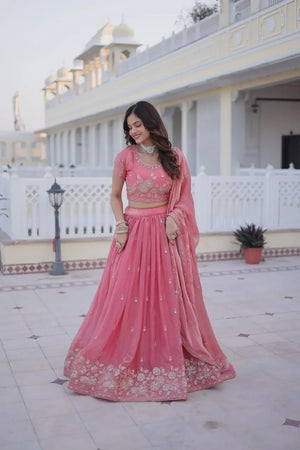 Fendi Silk Heavy Embroidered Lehenga Set for Wedding and Festive Wear