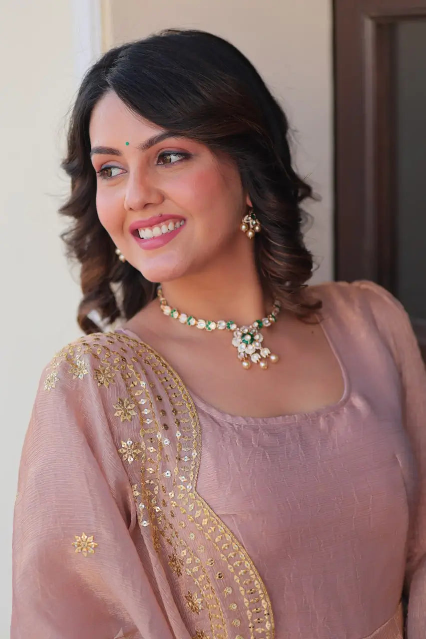 Fendy Chiffon Embroidered Kali Gown with Dupatta – Designer Party & Wedding Wear