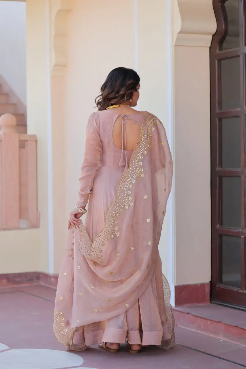 Fendy Chiffon Embroidered Kali Gown with Dupatta – Designer Party & Wedding Wear