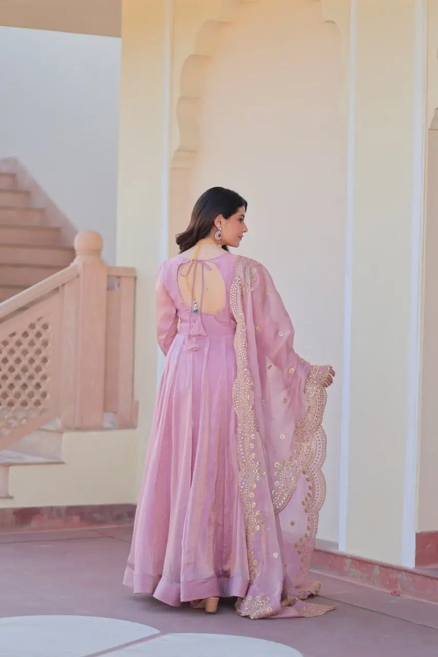 Fendy Chiffon Embroidered Kali Gown with Dupatta – Designer Party & Wedding Wear