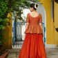 Fendy Embroidered Peplum Blouse with Flared Lehenga – Festive & Wedding Wear