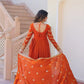 Fendy Fabric Gown with Zari & Sequins Embroidery and Dupatta – Fenta & Mehendi