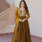 Fendy Fabric Gown with Zari & Sequins Embroidery and Dupatta – Fenta & Mehendi