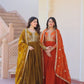 Fendy Fabric Gown with Zari & Sequins Embroidery and Dupatta – Fenta & Mehendi