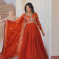 Fendy Fabric Gown with Zari & Sequins Embroidery and Dupatta – Fenta & Mehendi