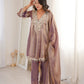 Fendy Fabric Mirror Work Kurti Pant Set with Dupatta