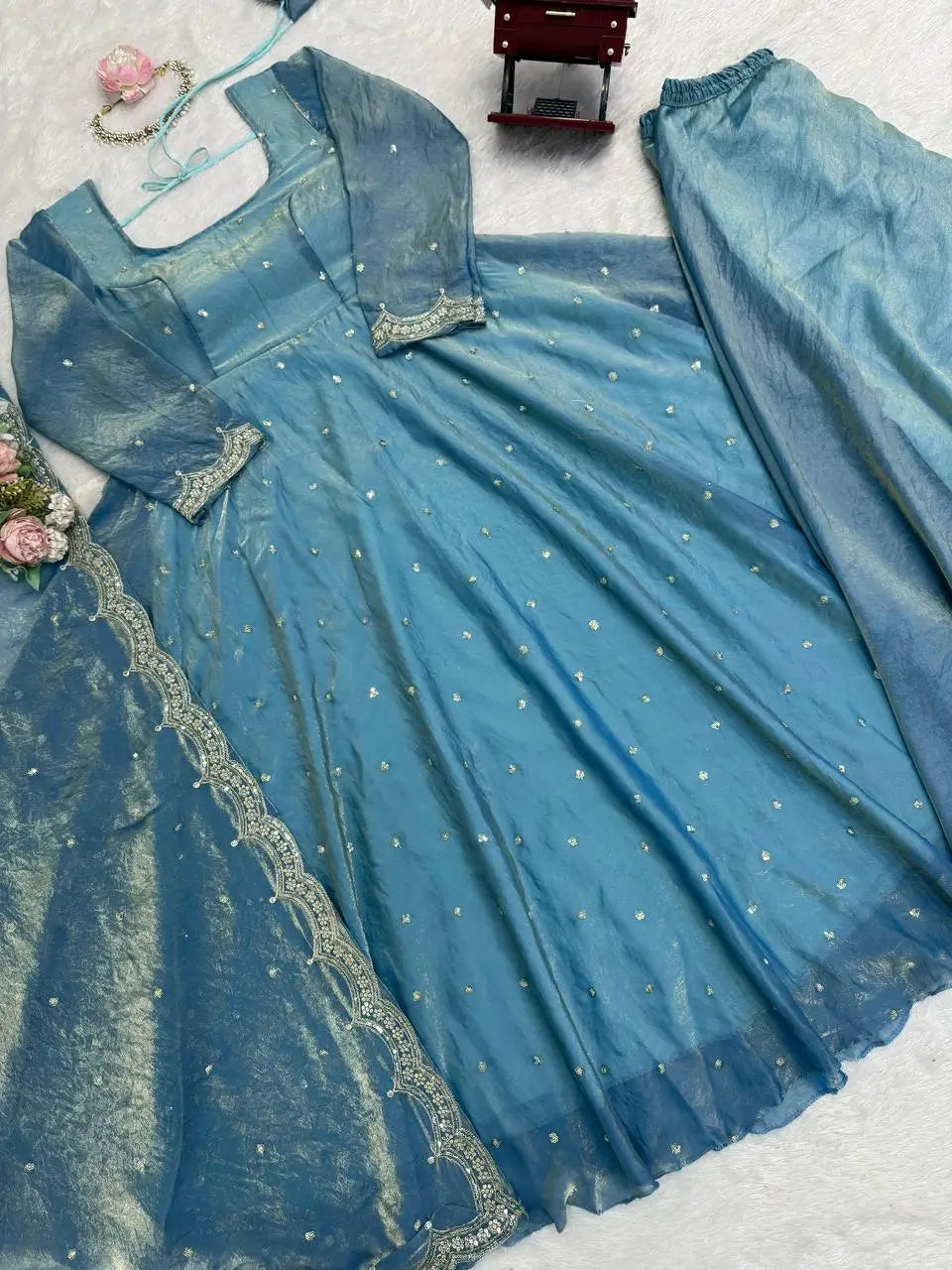 Fendy Silk Anarkali Plazzo Set