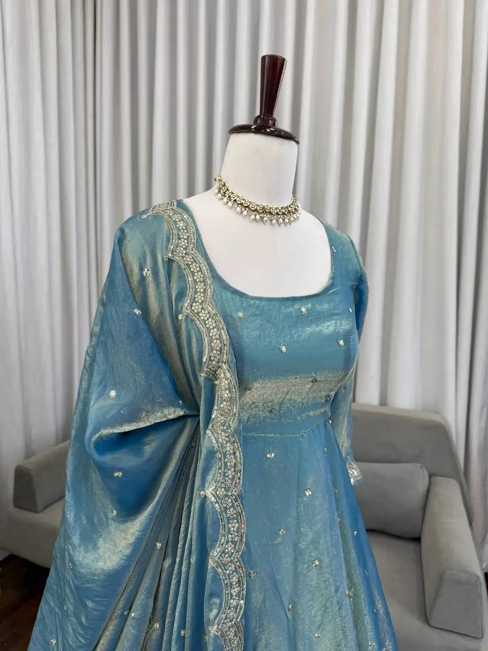 Fendy Silk Anarkali Plazzo Set