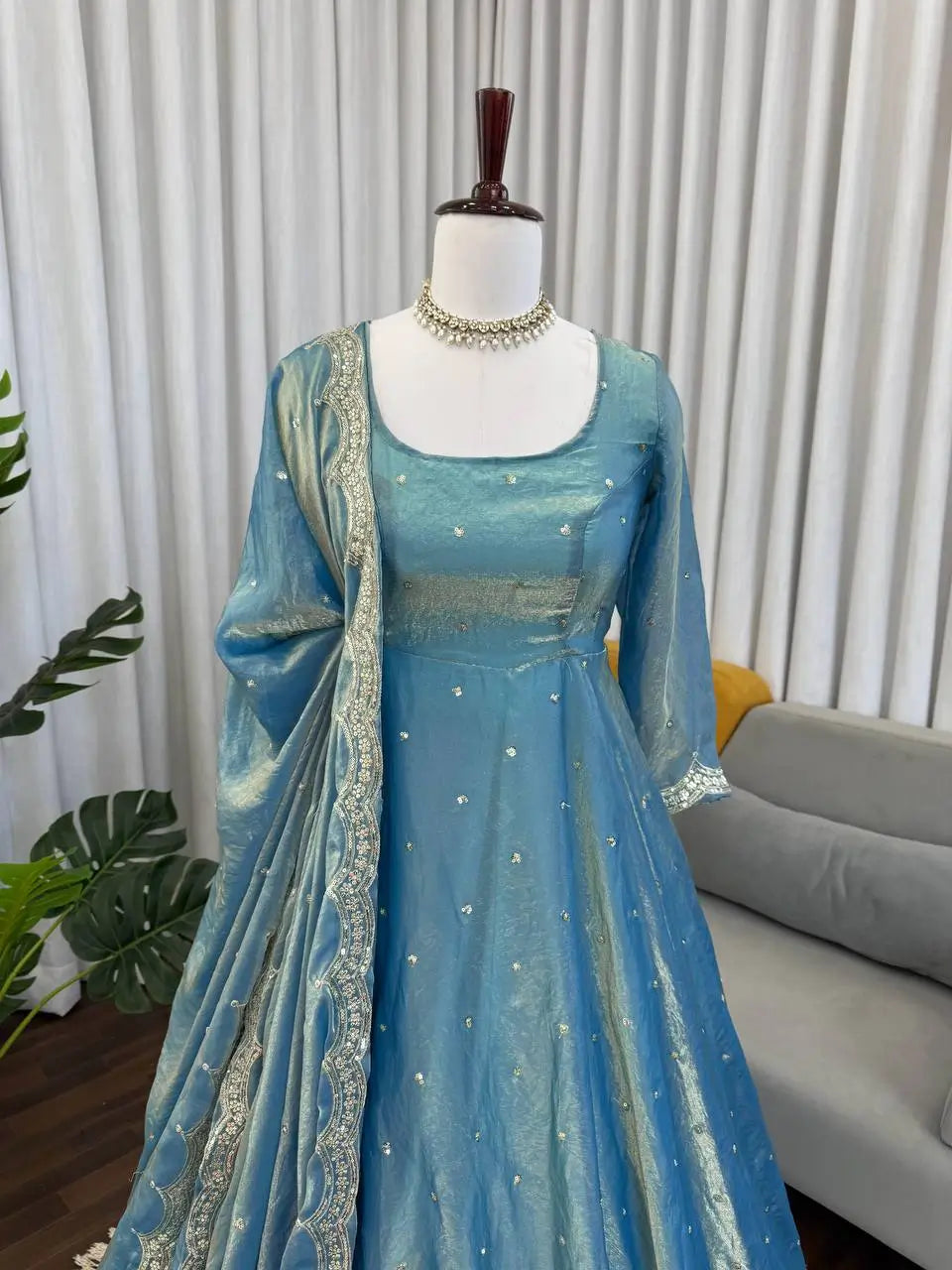 Fendy Silk Anarkali Plazzo Set