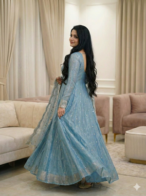 Fendy Silk Anarkali Plazzo Set