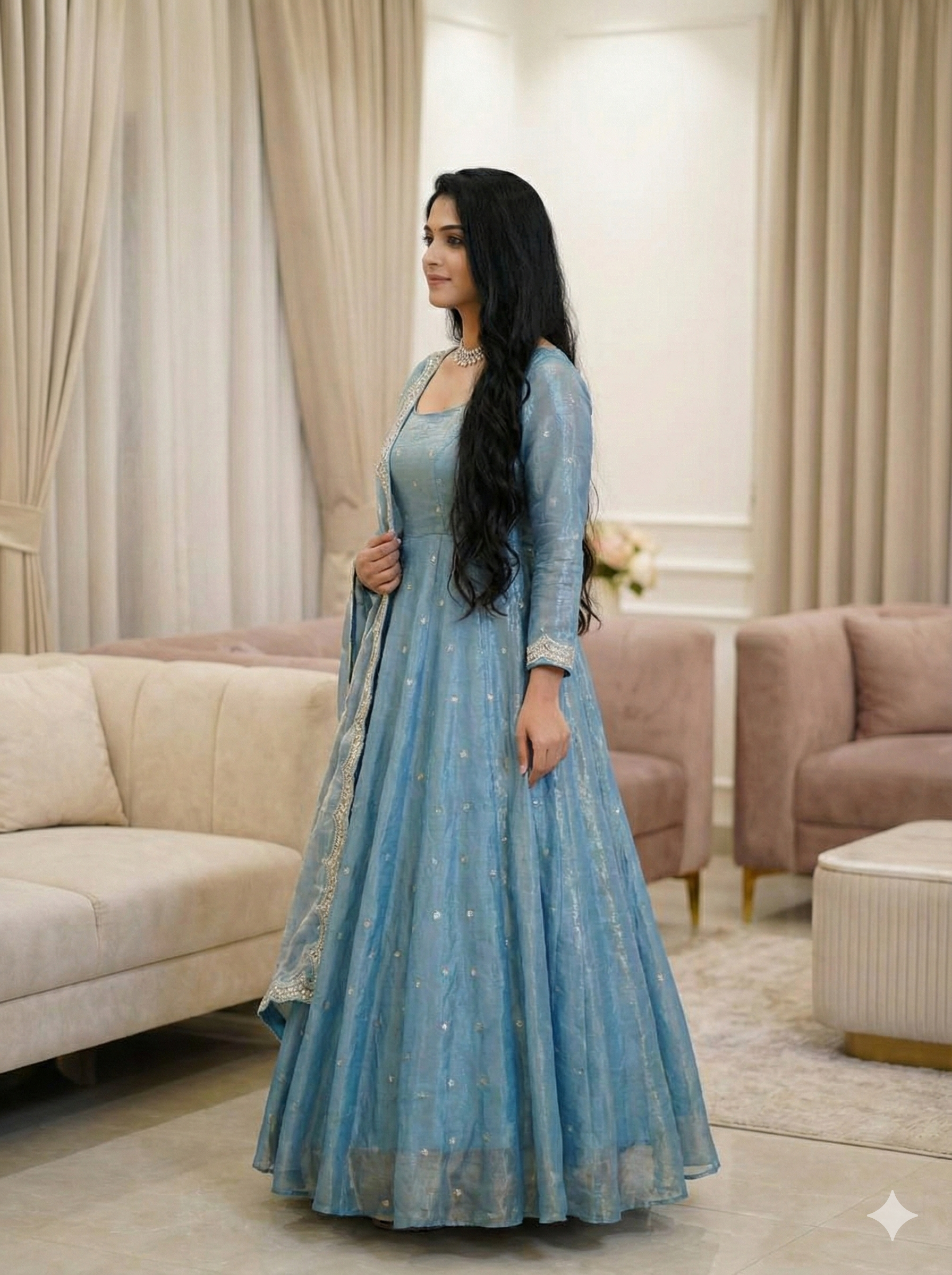 Fendy Silk Anarkali Plazzo Set