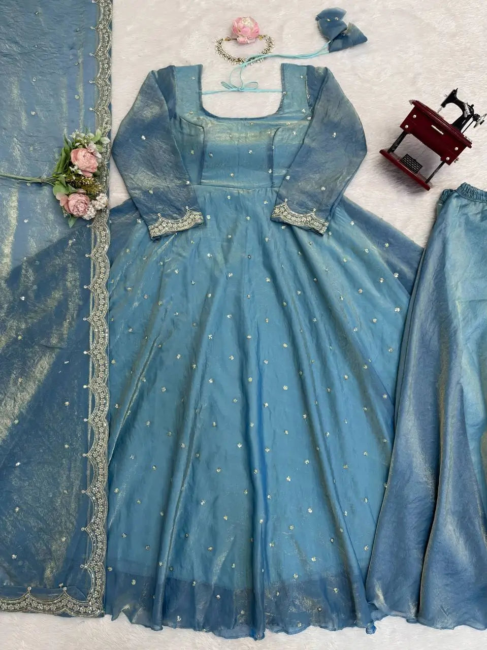 Fendy Silk Anarkali Plazzo Set