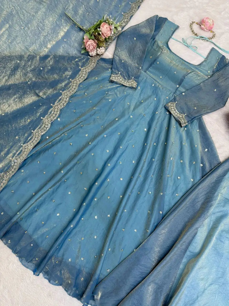 Fendy Silk Anarkali Plazzo Set