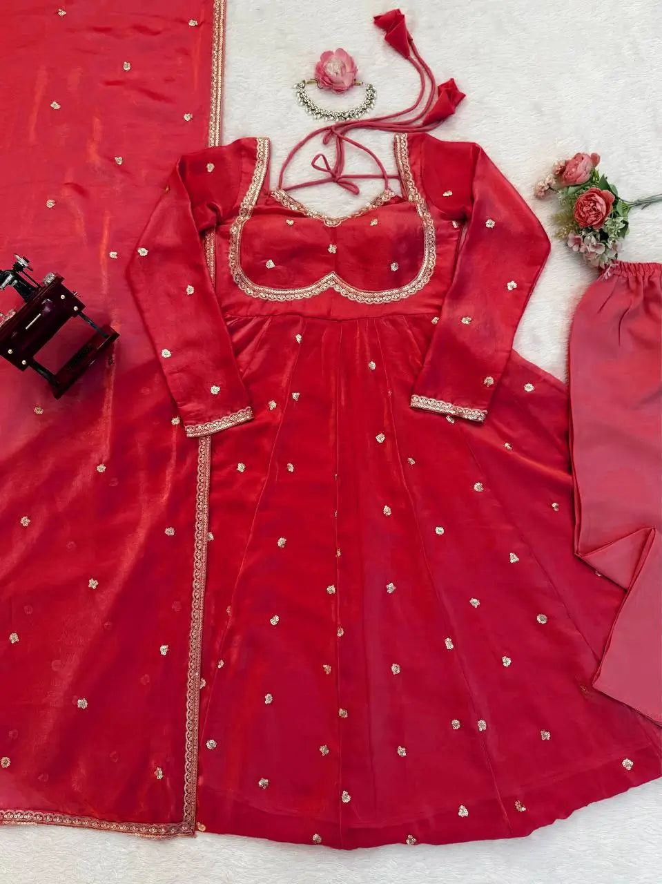 Fendy Silk Embroidered Anarkali Set with Dupatta