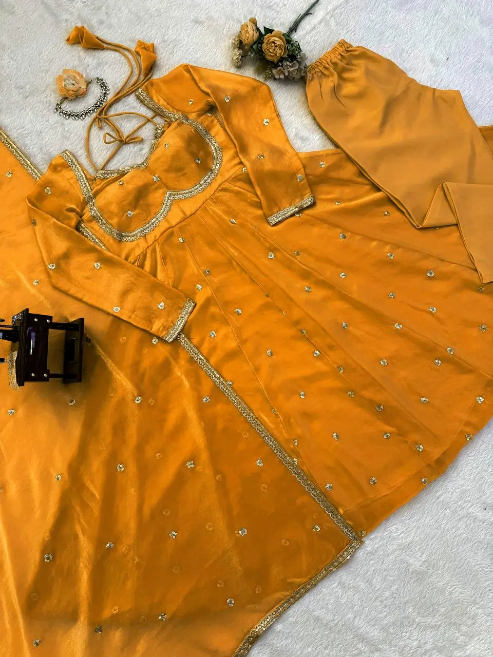 Fendy Silk Embroidered Anarkali Set with Dupatta