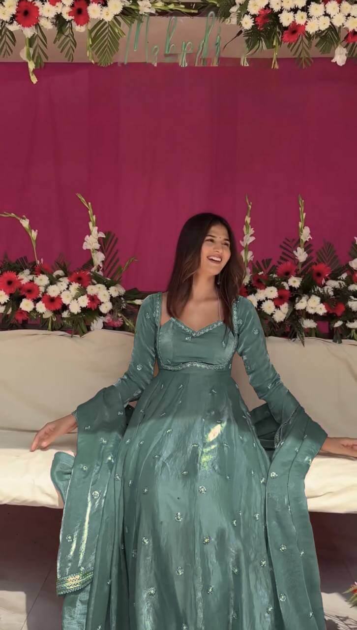 Fendy Silk Embroidered Anarkali Set with Dupatta