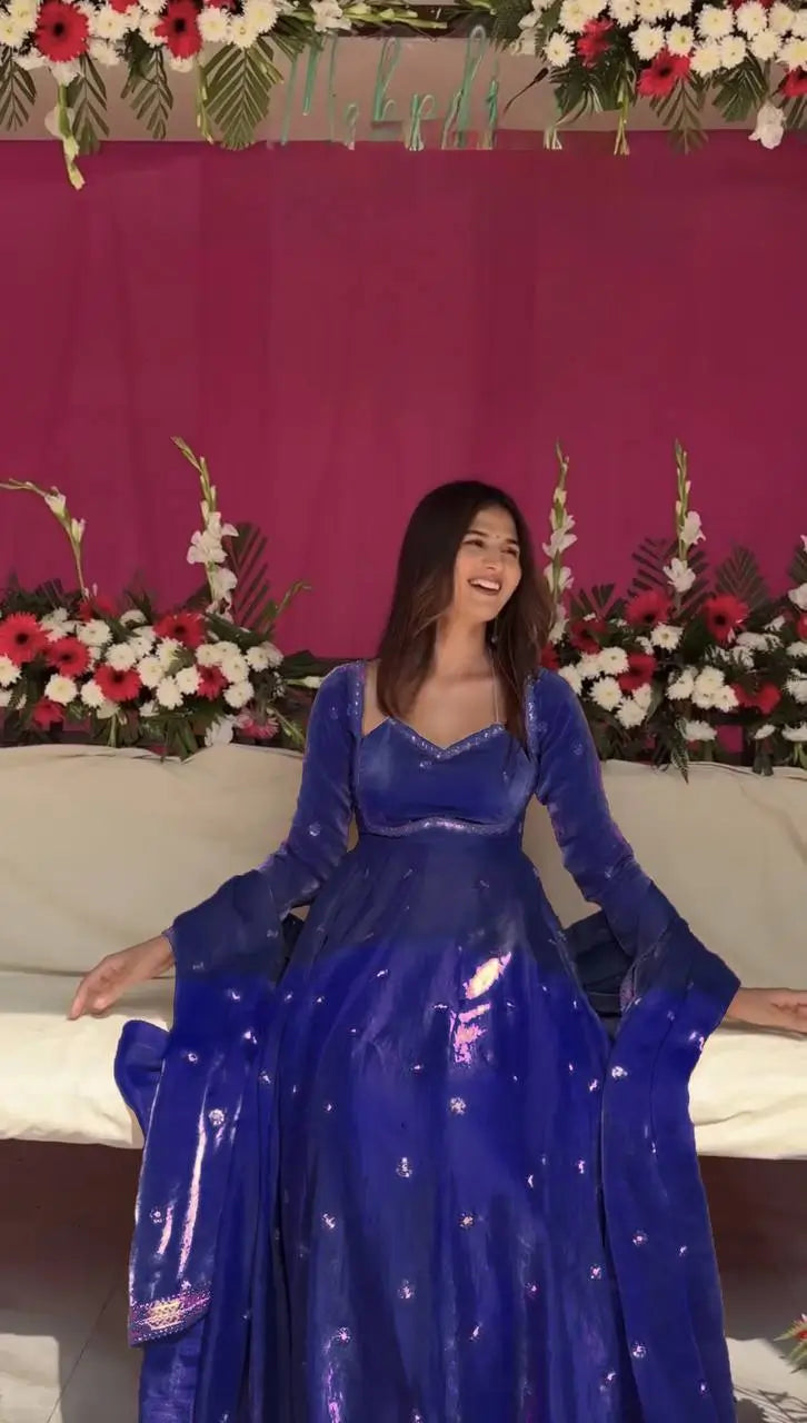 Fendy Silk Embroidered Anarkali Set with Dupatta