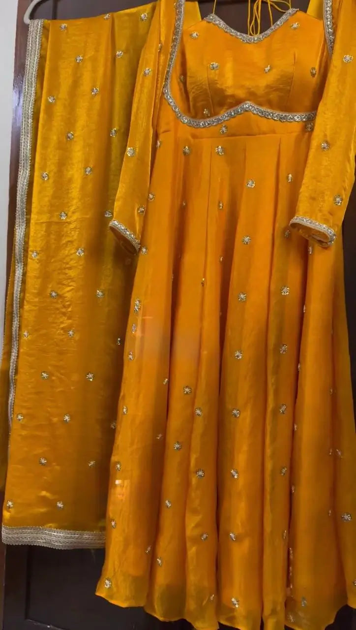 Fendy Silk Embroidered Anarkali Set with Dupatta