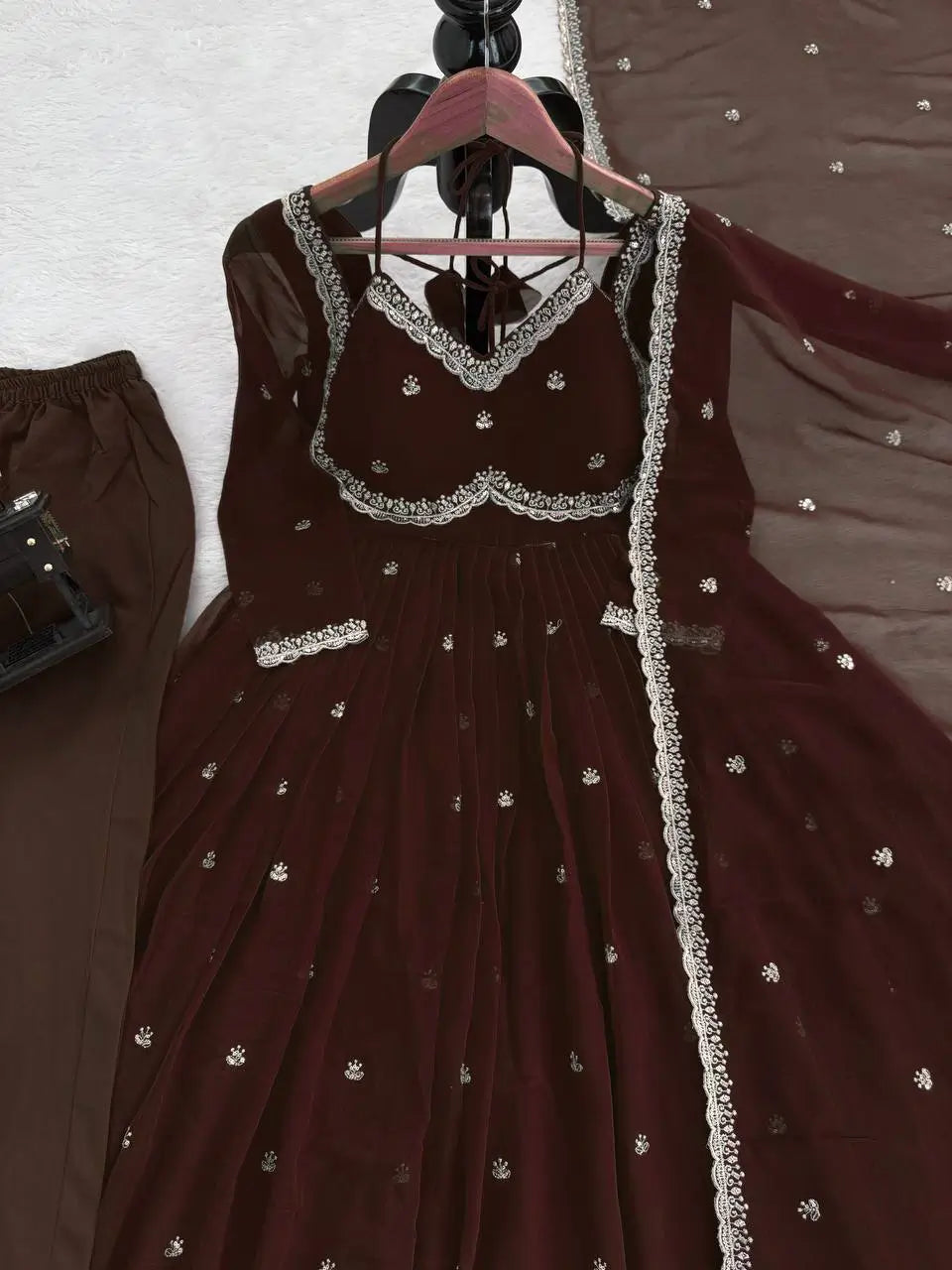 Fendy Silk Embroidered Anarkali Set with Dupatta