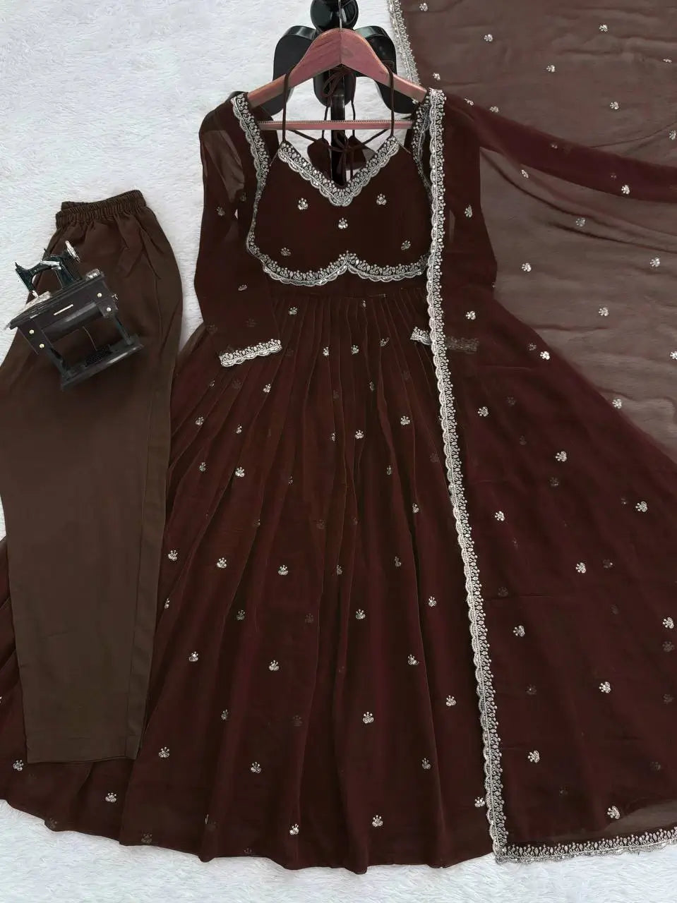 Fendy Silk Embroidered Anarkali Set with Dupatta